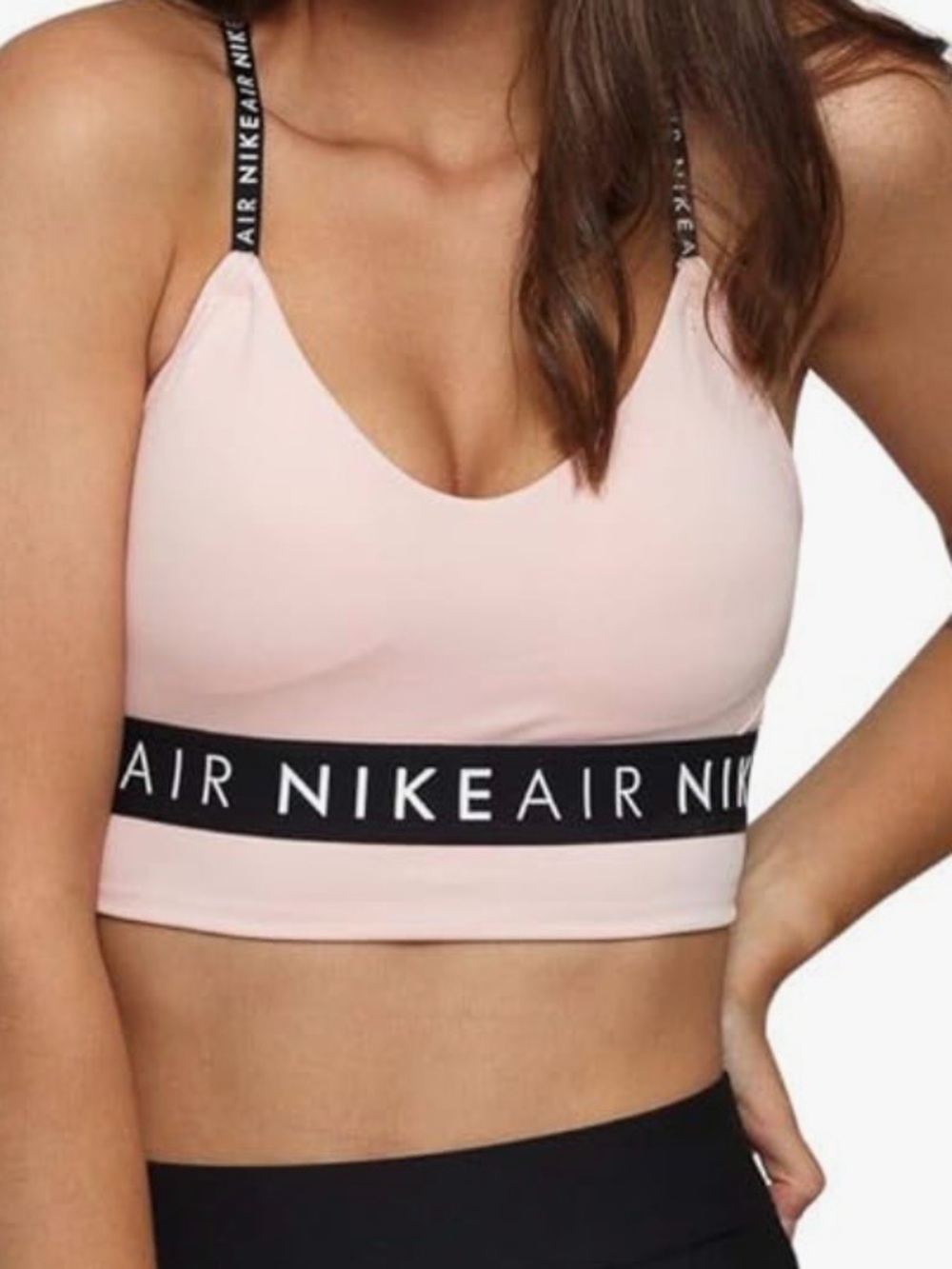 Nike Light Pink Logo Band Crop Sports Bra
